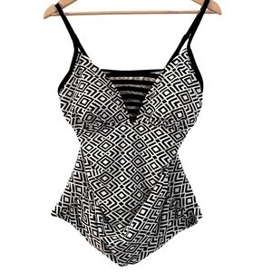 🌴Cute Upstream Tankini Top🌴 Black & White Size 14 Women